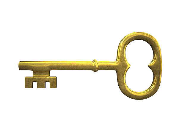 istock Golden key isolated on white background 510269309