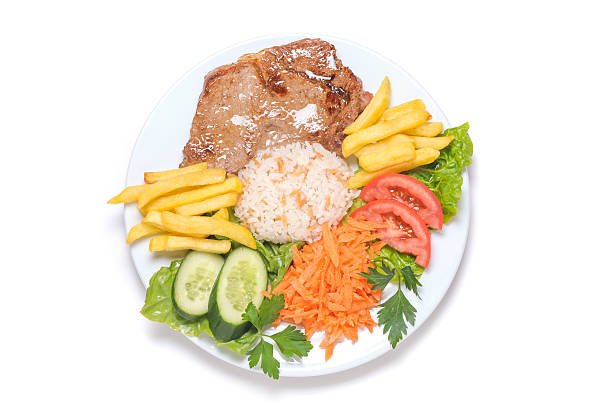 Steak and Fries Isolated on White