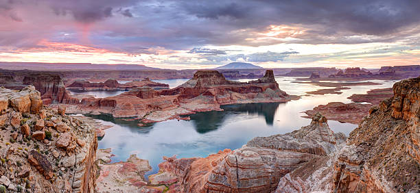 Lake Powell Lake Powell view from  Alstrom point in Glen Canyon National Recreation area. gunsight butte stock pictures, royalty-free photos & images