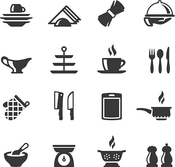 Soulico icons - Silverware Soulico collection - Silverware and Kitchen Utensil icons. mixing bowl icon stock illustrations