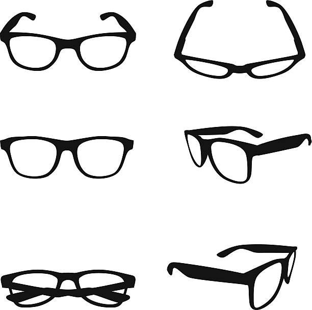 illustrazioni stock, clip art, cartoni animati e icone di tendenza di silhouette occhiali - bicchiere illustrazioni