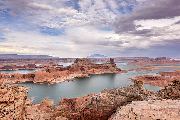 Lake Powell Lake Powell view from  Alstrom point in Glen Canyon National Recreation area. gunsight butte stock pictures, royalty-free photos & images