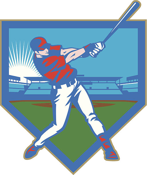 Baseball Stadium Batter Illustration of a baseball batter in a stadium backround. All colors are separated in layers. Easy to edit. Black and white version (EPS10,JPEG) included. baseball batter swinging stock illustrations