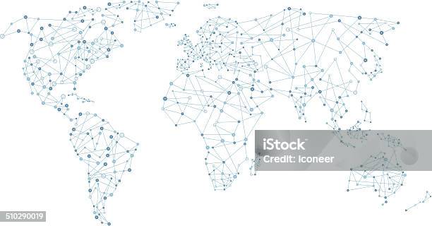 Welt Karte Netzwerk Stock Vektor Art und mehr Bilder von Verbindung - Verbindung, Weltkarte, Freisteller – Neutraler Hintergrund