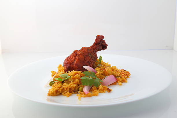 Mutton or Chicken Gosht Biryani from India. Chicken fried rice.
