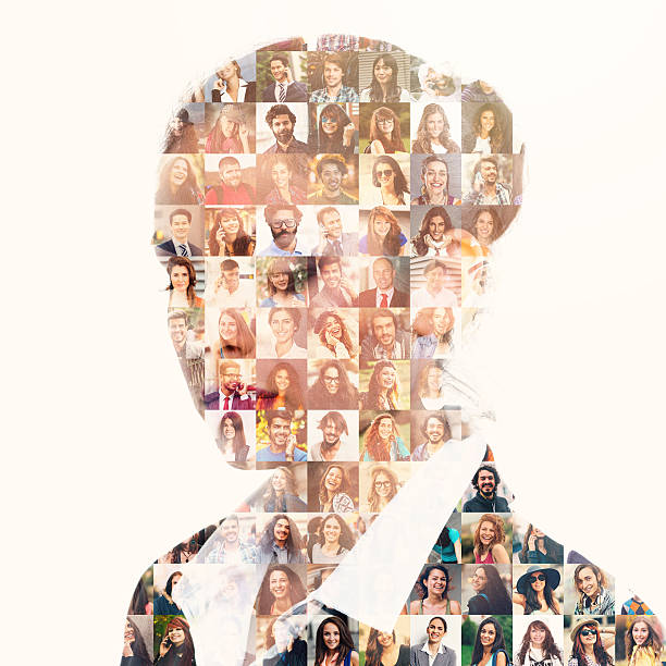 istock Database of different people in businesswoman silhouette 510301722