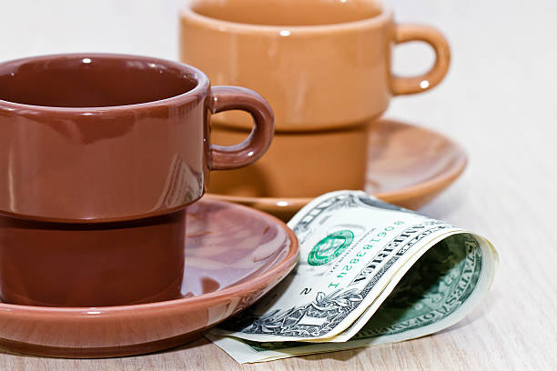istock Sketch : tips in dollars in the cafe. 510303887
