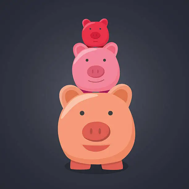 Vector illustration of Three pigs cute.