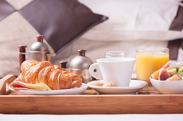 istock Breakfast in bed at a hotel room 510307116