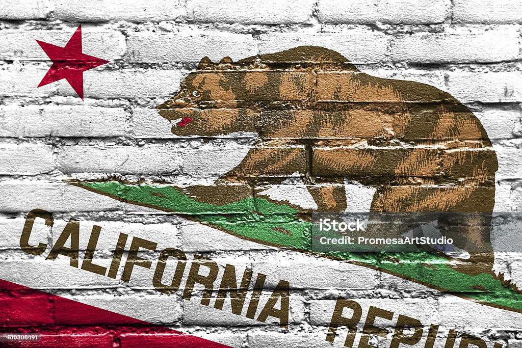 California State Flag painted on brick wall California Flag Stock Photo