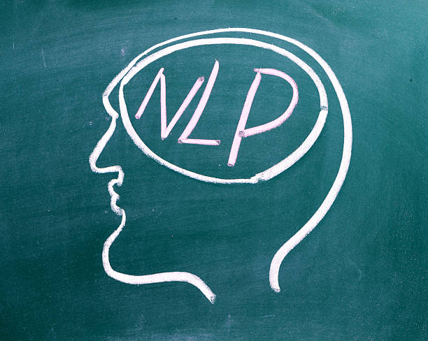 Drawing on a blackboard of a human head in profile stock photo