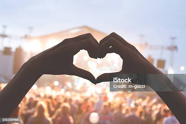 Concert Crowd Stock Photo - Download Image Now - Music Festival, Heart Shape, Adult