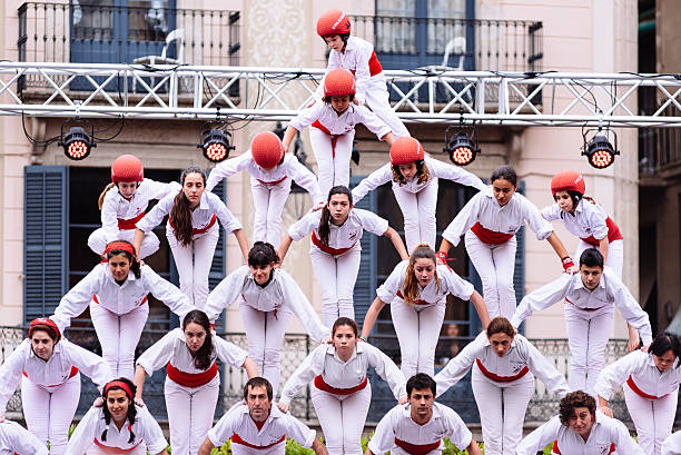 santa eulalia 2016 - castellers fotografías e imágenes de stock