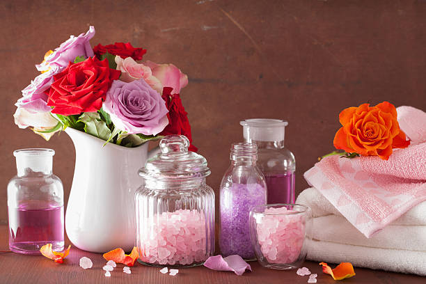 istock spa aromatherapy with rose flowers essential oil salt 510314908