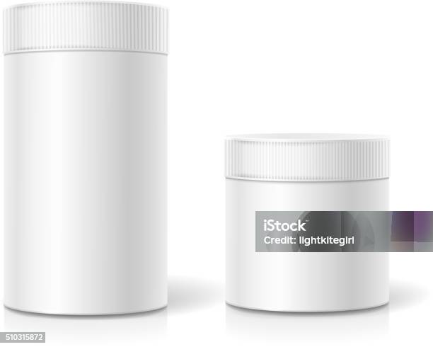 The Cylindrical Package Empty White Realistic Box Stock Illustration - Download Image Now - Jar, Plastic, White Color