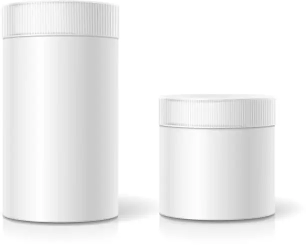 Vector illustration of The cylindrical package. Empty white realistic box