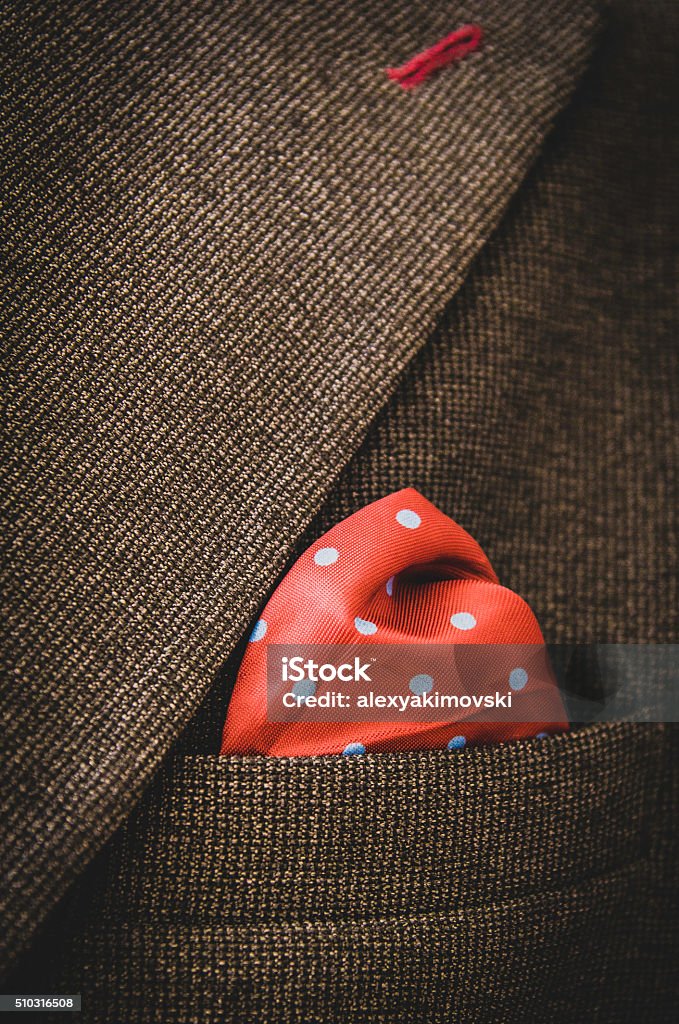 Suit pocket square close up of suit - pocket square Pocket Square Stock Photo