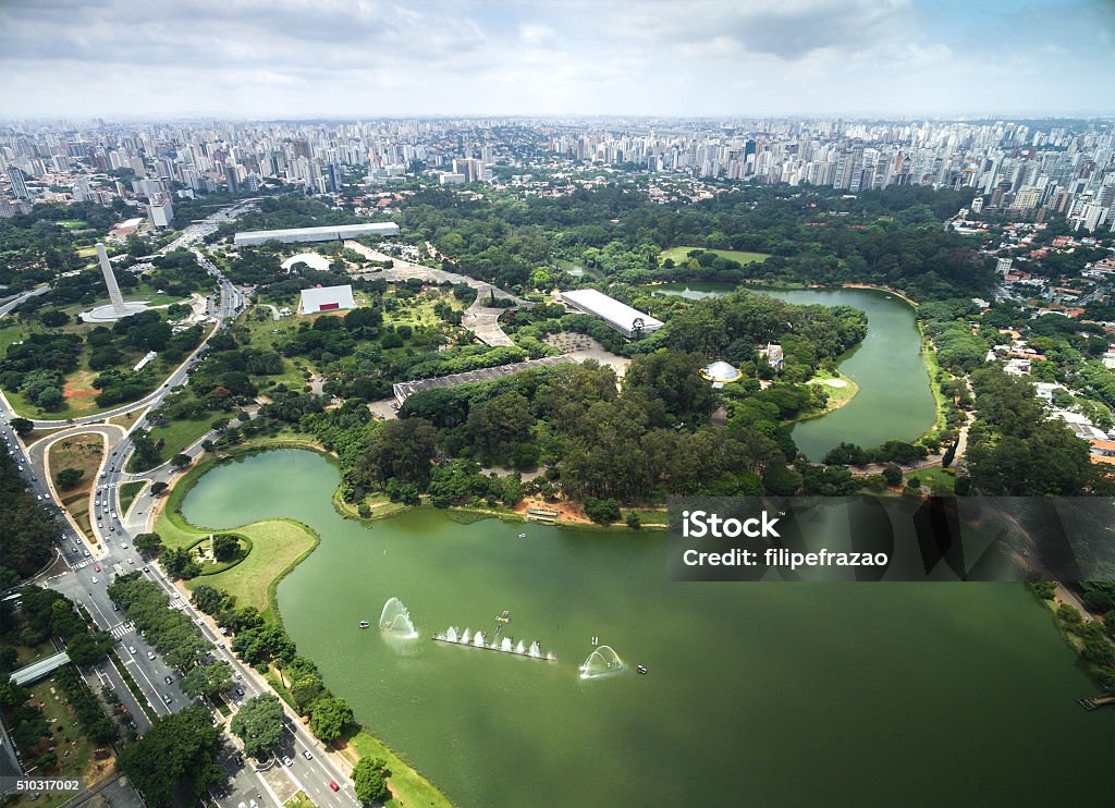 Aerial view of Sao Paulo and the Ibirapuera Park, Brazil Aerial view of Sao Paulo, Brazil Ibirapuera Park Stock Photo