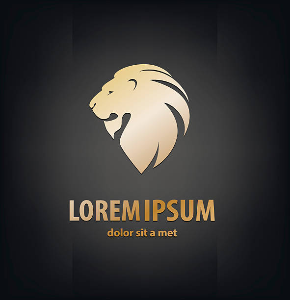 Cabeça de leão em Perfil. Logotipo modelo - ilustração de arte em vetor
