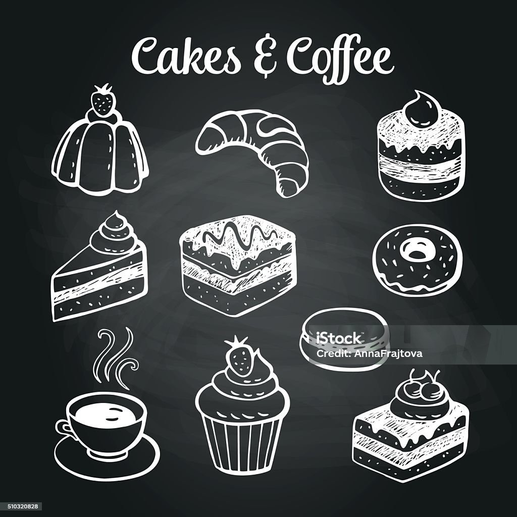 Kaffee &  Kuchen Tafel - Lizenzfrei Kuchen Vektorgrafik