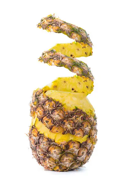 Photo of Peel off pineapple isolated on white background