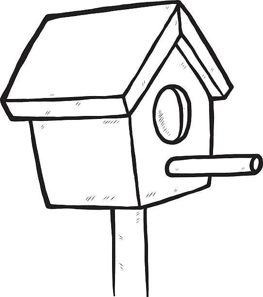 wenig vogel haus - birdhouse wood isolated white background stock-grafiken, -clipart, -cartoons und -symbole