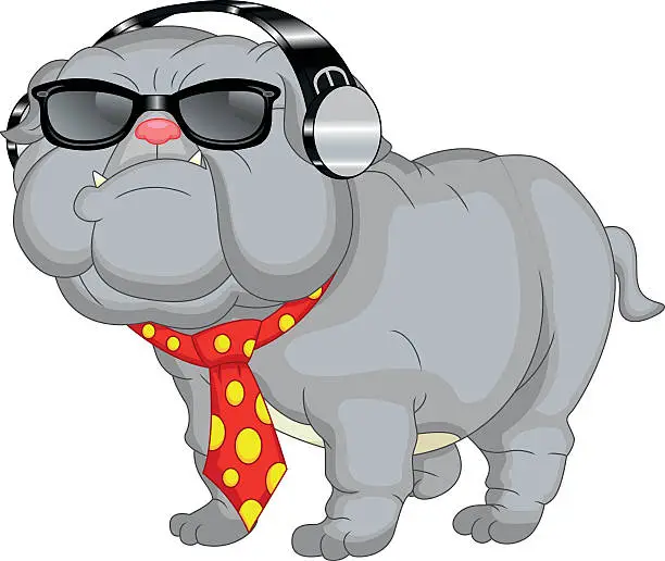 Vector illustration of cute english bulldog cartoon