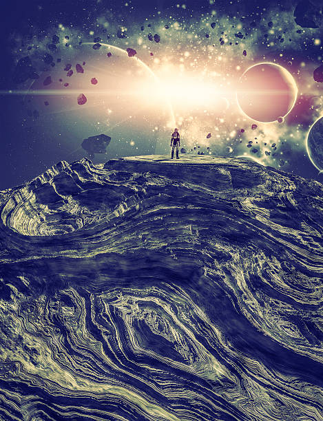 istock Astronaut on alien planet watching local nebulae cluster 510328856