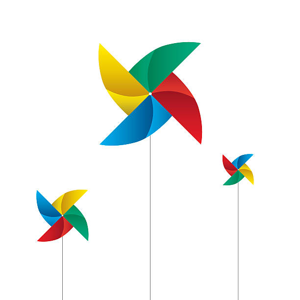 Pinwheels isolated on white Pinwheels isolated on white. Vector Illustration.EPS10, Ai10, PDF, High-Res JPEG included. colorful paper windmill toy stock illustrations