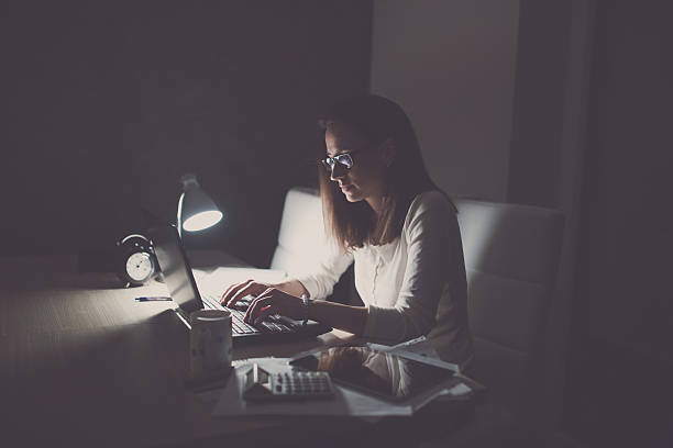 istock Business Woman Working Late at home 510330980