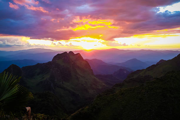 istock Sun set over peak of hills 510331340