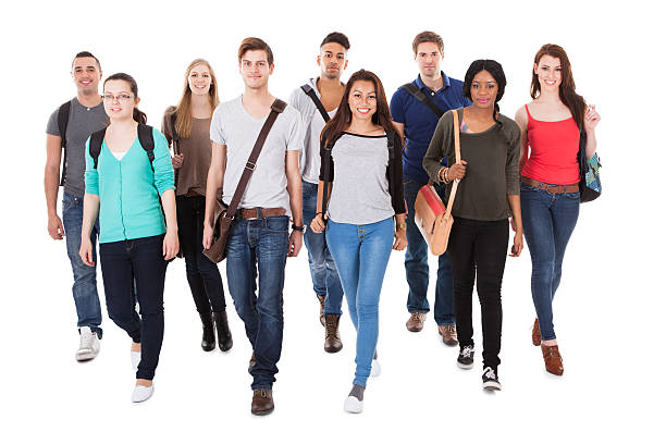 istock Confident University Students Walking Over White Background 510331613