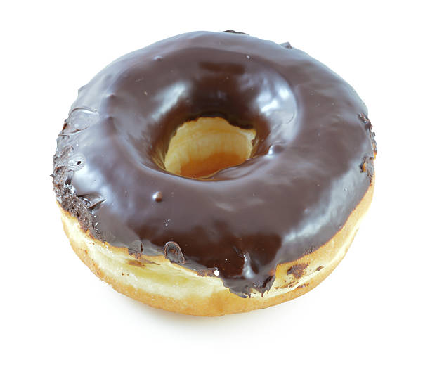 istock Juicy doughnut with chocolate glacing isolated on white backgrou 510332827