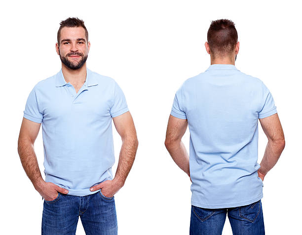 istock Blue polo shirt with a collar on young man 510334973