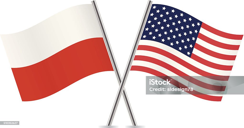 Polish and American flags. Vector. Polish and American flags. Vector illustration. Poland stock vector
