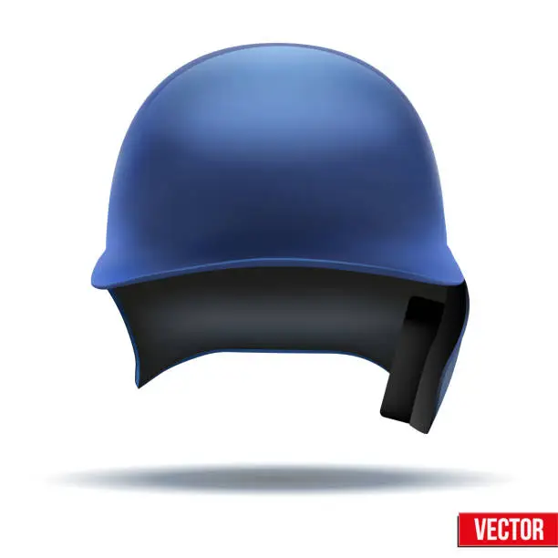 Vector illustration of Classic blue Baseball helmet front view. Vector isolated.