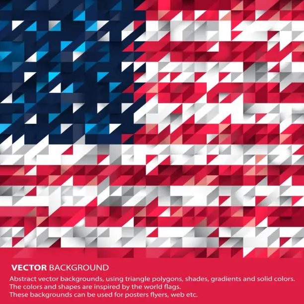 Vector illustration of Abstract USA Background, American Flag (Vector Art)