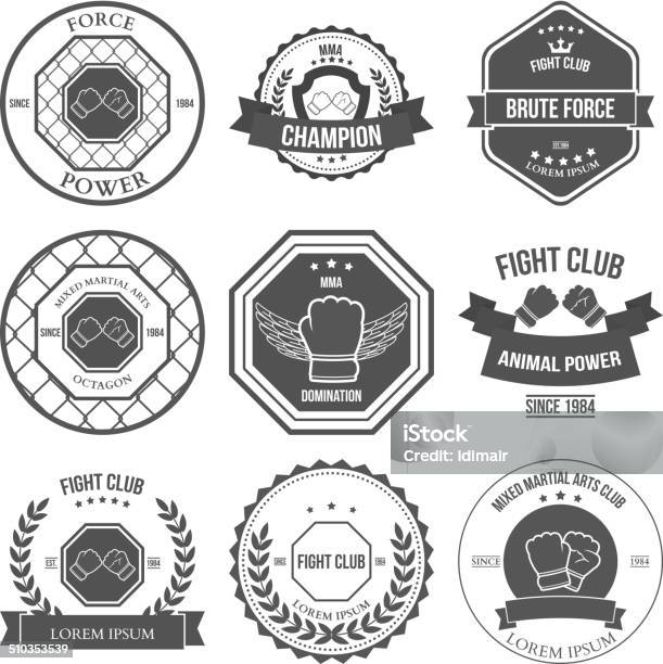 Set Of Mixed Martial Arts Labels Badges Stock Illustration - Download Image Now - Badge, Fighting Ring, Mixed Martial Arts