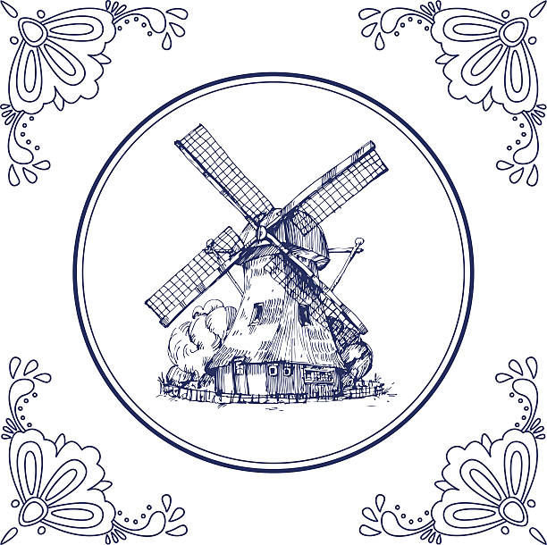 ilustraciones, imágenes clip art, dibujos animados e iconos de stock de dutch hyacinthus orientalis delft blue azulejos con un cribador - delftware