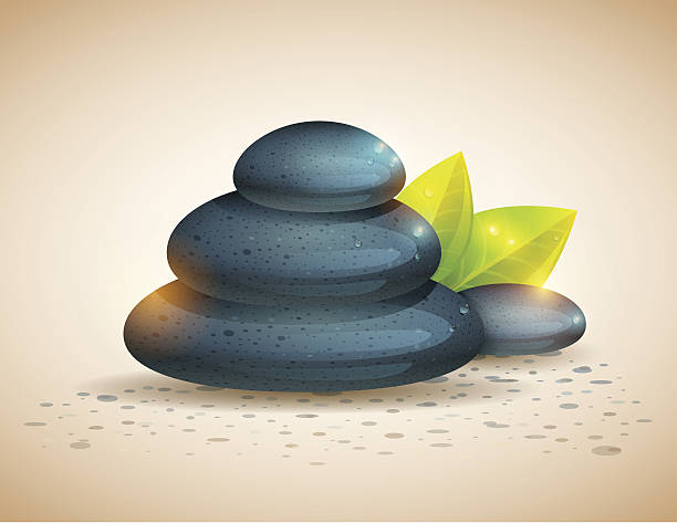 ilustraciones, imágenes clip art, dibujos animados e iconos de stock de tranquila y relajante con spa elementos aislados de tarjeta - alternative therapy stone zen like nature