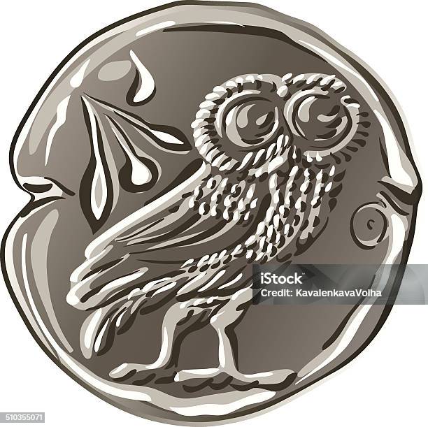 Vector Ancient Greek Money Silver Coin Drachma Stock Illustration - Download Image Now - Greek Coin, Greek Currency, Classical Greek