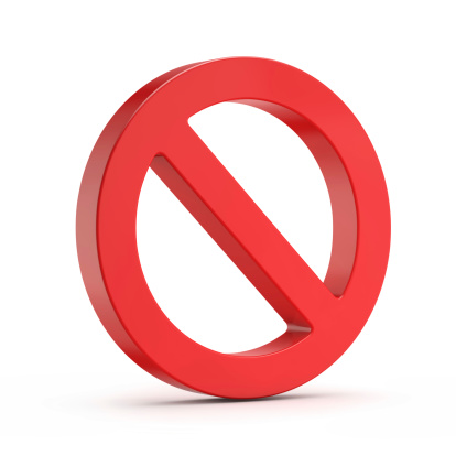 red no sign (forbidden) isolated white background with clipping path