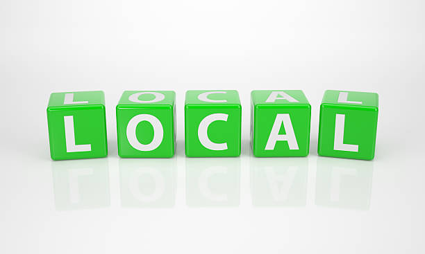 Local out of green Letter Dices stock photo