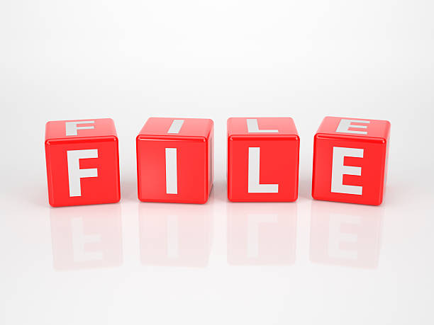 File out of red Letter Dices stock photo