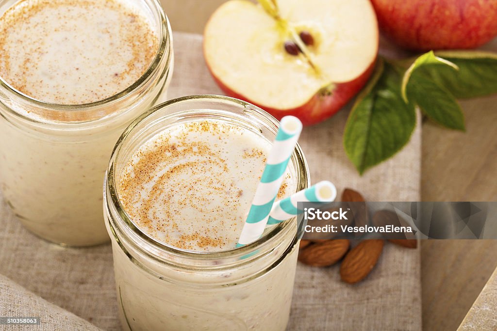 Apple Banana Cinnamon Smoothie Apple Banana Cinnamon Smoothie in small jars Apple - Fruit Stock Photo