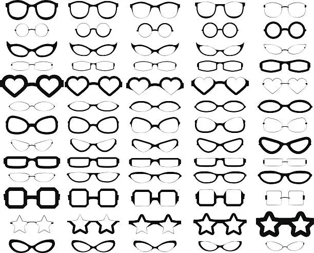 Vector illustration of Assorted Glasses Silhouettes