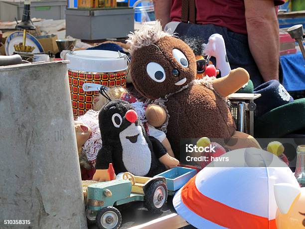 Flea Market With Old Toys Stock Photo - Download Image Now - Second Hand Sale, Dress, Toy