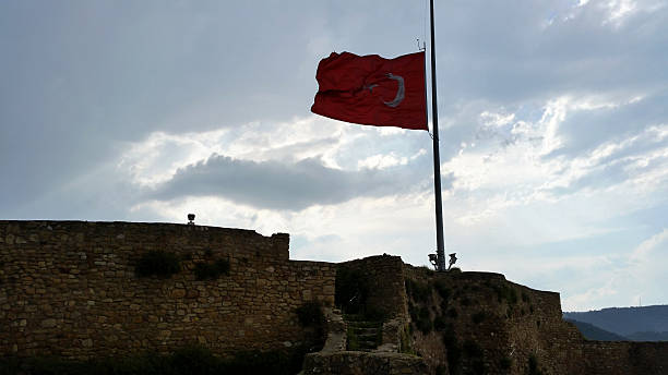 istock Turkish flag at half-mast 510358345