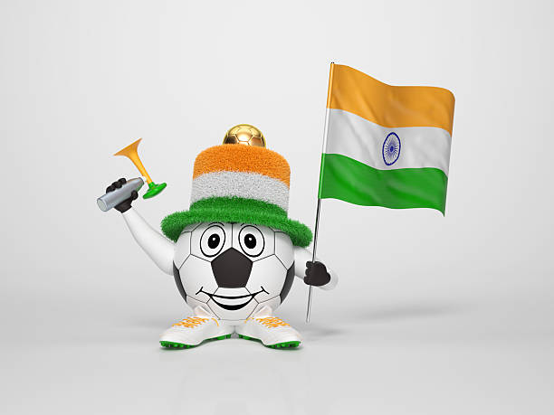 Soccer character fan supporting India stock photo