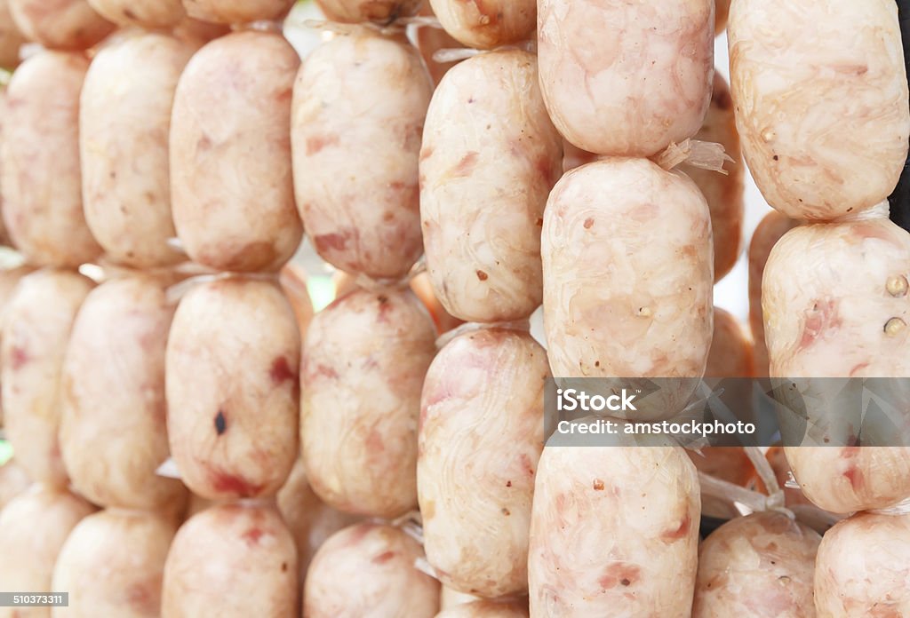 thai raw pork sausages thai raw pork sausages (food of native in  northeast Thailand) Asian Culture Stock Photo